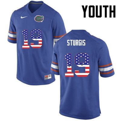 Youth Florida Gators #19 Caleb Sturgis NCAA Nike Blue USA Flag Fashion Authentic Stitched College Football Jersey GJO2062PF